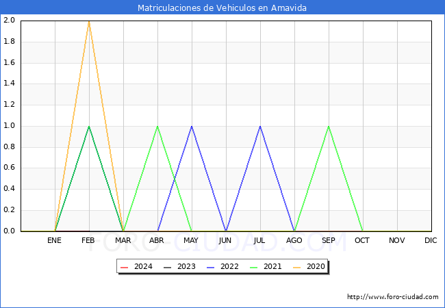 estadsticas de Vehiculos Matriculados en el Municipio de Amavida hasta Febrero del 2024.