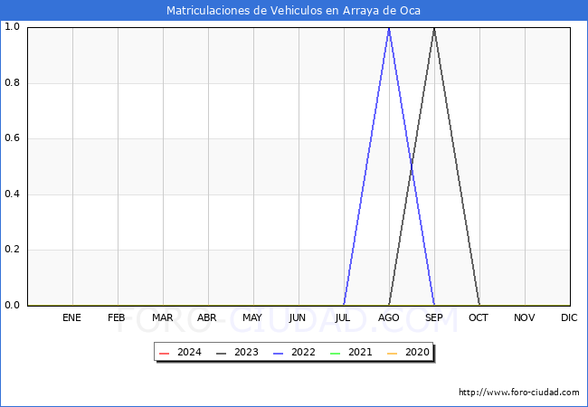 estadsticas de Vehiculos Matriculados en el Municipio de Arraya de Oca hasta Febrero del 2024.