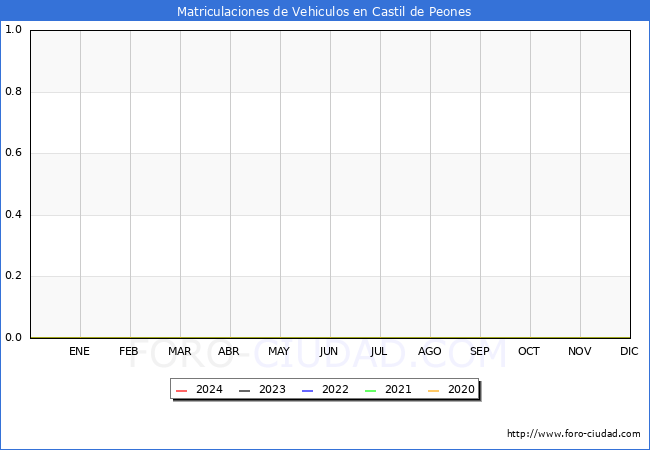 estadsticas de Vehiculos Matriculados en el Municipio de Castil de Peones hasta Febrero del 2024.