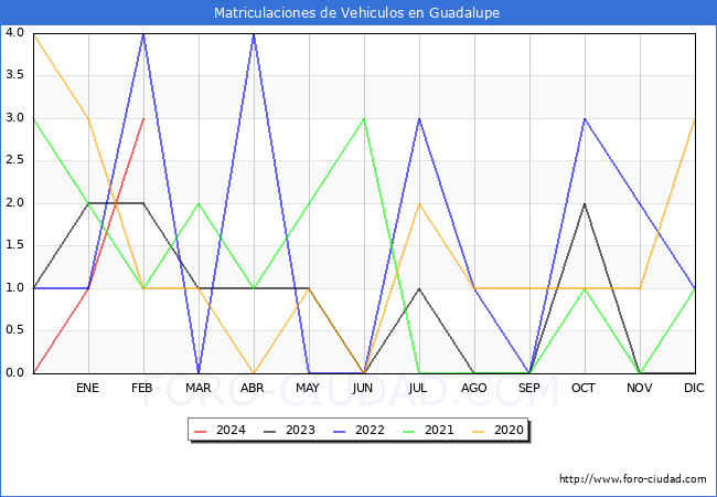 estadsticas de Vehiculos Matriculados en el Municipio de Guadalupe hasta Febrero del 2024.
