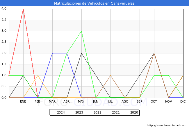 estadsticas de Vehiculos Matriculados en el Municipio de Caaveruelas hasta Febrero del 2024.