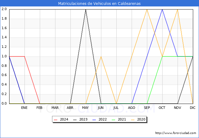 estadsticas de Vehiculos Matriculados en el Municipio de Caldearenas hasta Febrero del 2024.