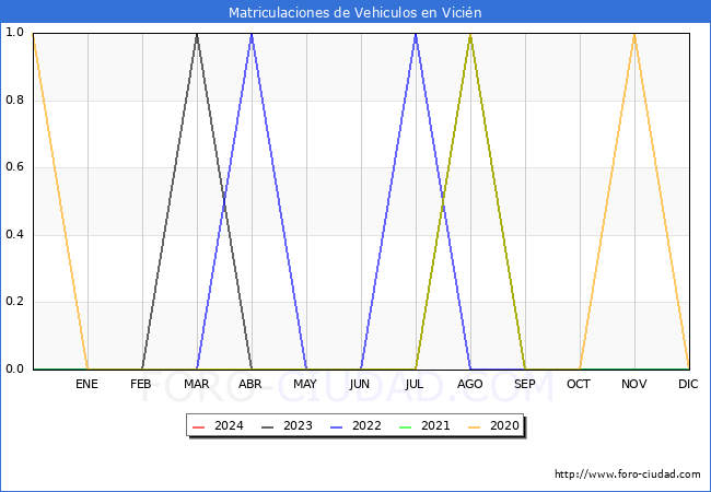 estadsticas de Vehiculos Matriculados en el Municipio de Vicin hasta Febrero del 2024.
