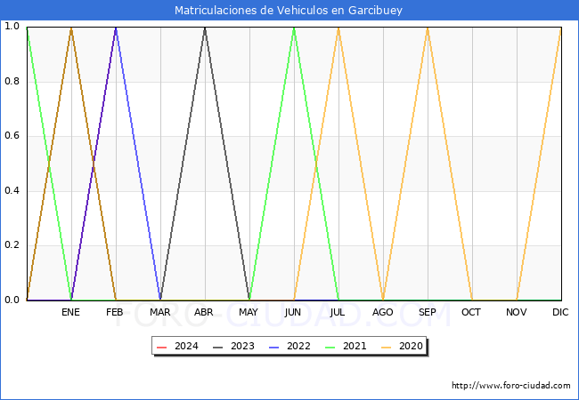 estadsticas de Vehiculos Matriculados en el Municipio de Garcibuey hasta Febrero del 2024.