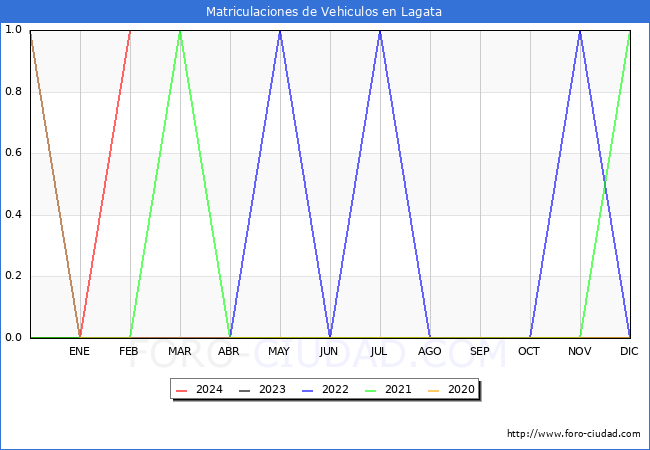 estadsticas de Vehiculos Matriculados en el Municipio de Lagata hasta Febrero del 2024.