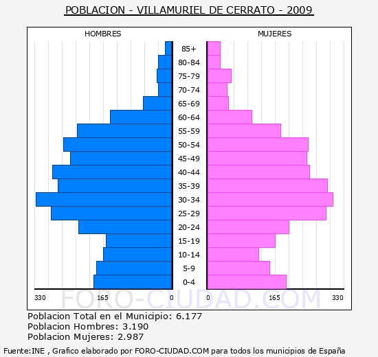 VILLAMURIEL DE CERRATO - Piramide de poblacion - Censo 2009