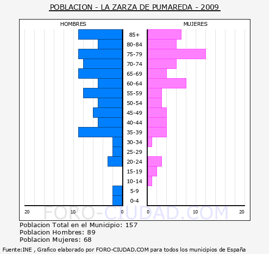 LA ZARZA DE PUMAREDA - Piramide de poblacion - Censo 2009