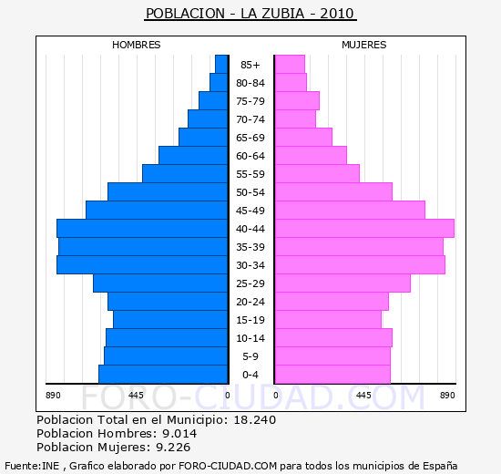 LA ZUBIA - Piramide de poblacion - Censo 2010