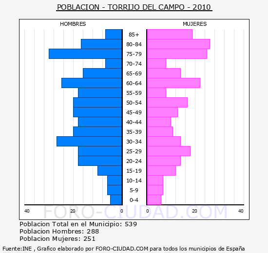 TORRIJO DEL CAMPO - Piramide de poblacion - Censo 2010