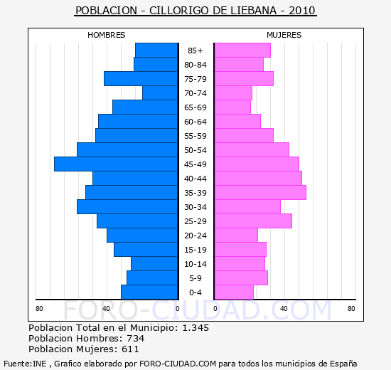 CILLORIGO DE LIEBANA - Piramide de poblacion - Censo 2010
