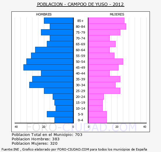 CAMPOO DE YUSO - Piramide de poblacion - Censo 2012