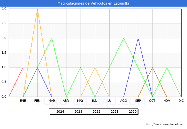 estadísticas de Vehiculos Matriculados en el Municipio de Lagunilla hasta Enero del 2024.