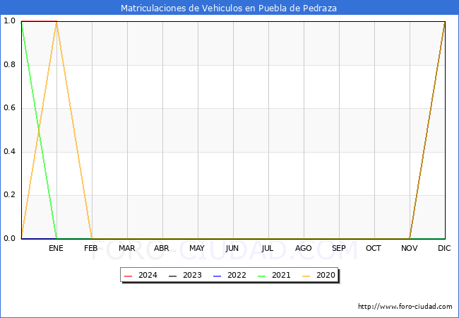 estadísticas de Vehiculos Matriculados en el Municipio de Puebla de Pedraza hasta Enero del 2024.