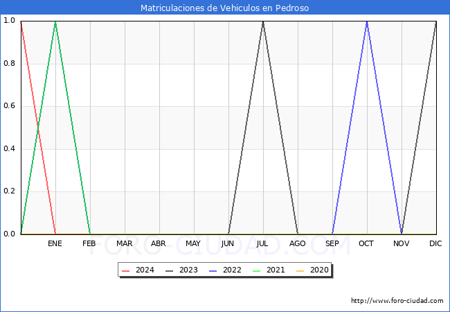 estadsticas de Vehiculos Matriculados en el Municipio de Pedroso hasta Febrero del 2024.