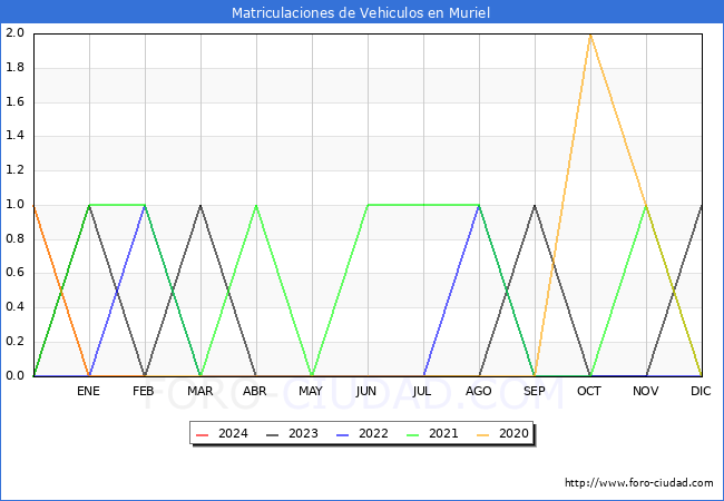 estadsticas de Vehiculos Matriculados en el Municipio de Muriel hasta Febrero del 2024.
