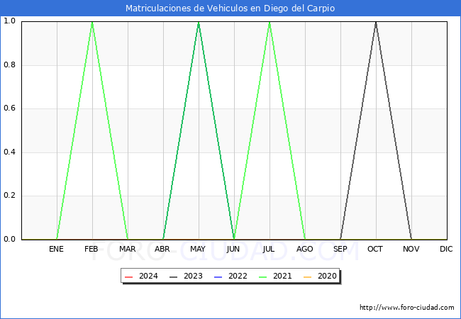 estadsticas de Vehiculos Matriculados en el Municipio de Diego del Carpio hasta Mayo del 2024.