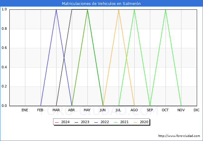 estadsticas de Vehiculos Matriculados en el Municipio de Salmern hasta Mayo del 2024.