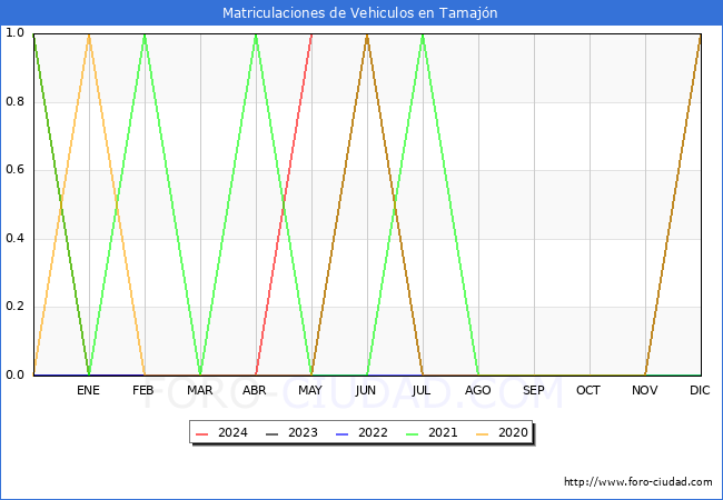 estadsticas de Vehiculos Matriculados en el Municipio de Tamajn hasta Mayo del 2024.