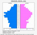 Macael - Pirámide de población grupos quinquenales - Censo 2022