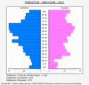 Abrucena - Pirámide de población grupos quinquenales - Censo 2022