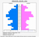 Bolvir - Pirámide de población grupos quinquenales - Censo 2022