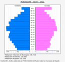 Olot - Pirámide de población grupos quinquenales - Censo 2022