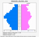 Bellpuig - Pirámide de población grupos quinquenales - Censo 2022