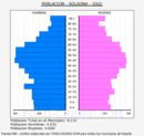 Solsona - Pirámide de población grupos quinquenales - Censo 2022