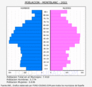 Montblanc - Pirámide de población grupos quinquenales - Censo 2022