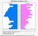 Solivella - Pirámide de población grupos quinquenales - Censo 2022