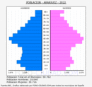 Aranjuez - Pirámide de población grupos quinquenales - Censo 2022