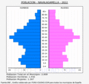 Navalagamella - Pirámide de población grupos quinquenales - Censo 2022