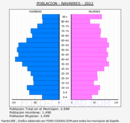 Navarrés - Pirámide de población grupos quinquenales - Censo 2022