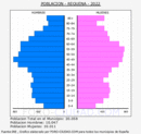 Requena - Pirámide de población grupos quinquenales - Censo 2022