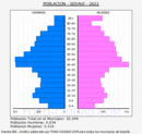 Sedaví - Pirámide de población grupos quinquenales - Censo 2022