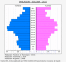 Sollana - Pirámide de población grupos quinquenales - Censo 2022