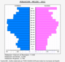 Melide - Pirámide de población grupos quinquenales - Censo 2022