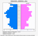 Cebreros - Pirámide de población grupos quinquenales - Censo 2022