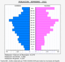 Bembibre - Pirámide de población grupos quinquenales - Censo 2022