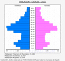 Cigales - Pirámide de población grupos quinquenales - Censo 2022