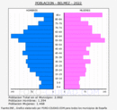 Belmez - Pirámide de población grupos quinquenales - Censo 2022