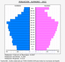 Almagro - Pirámide de población grupos quinquenales - Censo 2022
