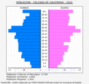 Calzada de Calatrava - Pirámide de población grupos quinquenales - Censo 2022