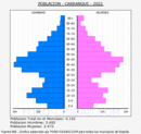 Carranque - Pirámide de población grupos quinquenales - Censo 2022