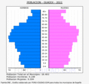 Guadix - Pirámide de población grupos quinquenales - Censo 2022