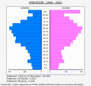 Lena - Pirámide de población grupos quinquenales - Censo 2022