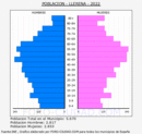 Llerena - Pirámide de población grupos quinquenales - Censo 2022
