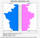 Monesterio - Pirámide de población grupos quinquenales - Censo 2022
