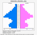 Piélagos - Pirámide de población grupos quinquenales - Censo 2022
