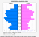 Calañas - Pirámide de población grupos quinquenales - Censo 2022